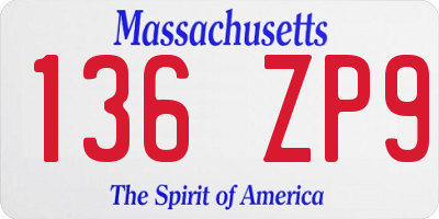 MA license plate 136ZP9