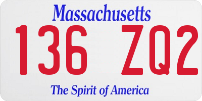 MA license plate 136ZQ2
