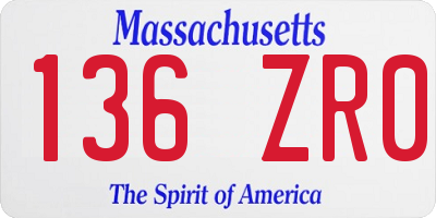 MA license plate 136ZR0