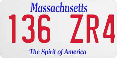 MA license plate 136ZR4