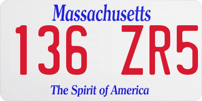 MA license plate 136ZR5