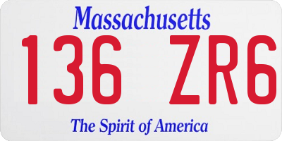 MA license plate 136ZR6