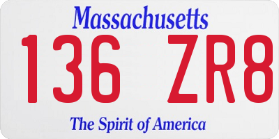 MA license plate 136ZR8