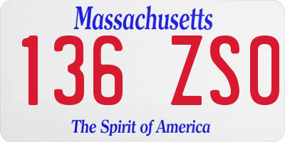 MA license plate 136ZS0