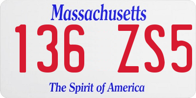 MA license plate 136ZS5