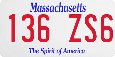 MA license plate 136ZS6