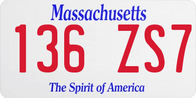 MA license plate 136ZS7