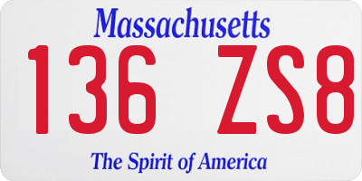 MA license plate 136ZS8