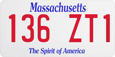 MA license plate 136ZT1