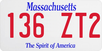 MA license plate 136ZT2
