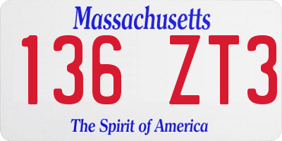 MA license plate 136ZT3