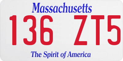 MA license plate 136ZT5