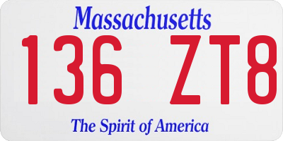 MA license plate 136ZT8