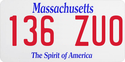 MA license plate 136ZU0