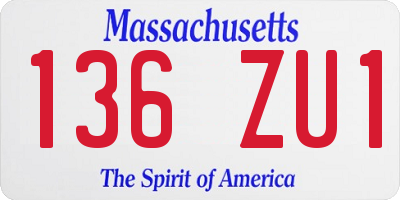 MA license plate 136ZU1