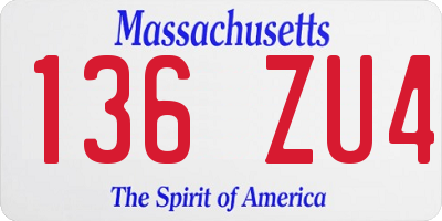 MA license plate 136ZU4