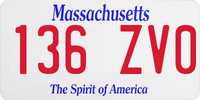 MA license plate 136ZV0