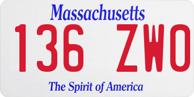 MA license plate 136ZW0