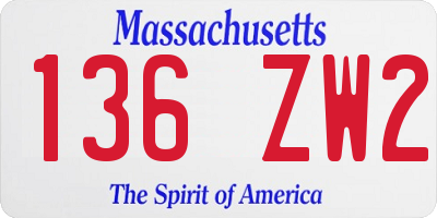 MA license plate 136ZW2