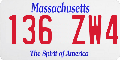 MA license plate 136ZW4
