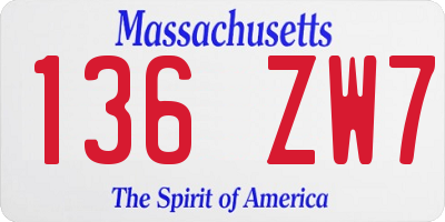 MA license plate 136ZW7