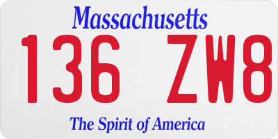 MA license plate 136ZW8