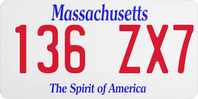 MA license plate 136ZX7
