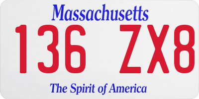 MA license plate 136ZX8