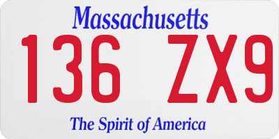 MA license plate 136ZX9