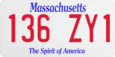 MA license plate 136ZY1