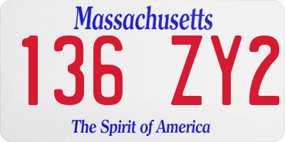MA license plate 136ZY2