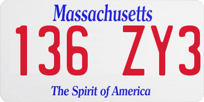 MA license plate 136ZY3