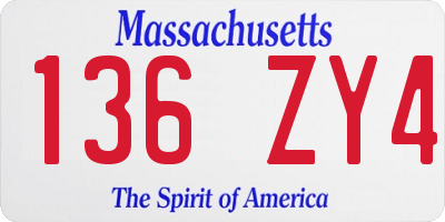 MA license plate 136ZY4