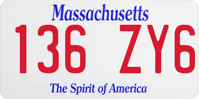 MA license plate 136ZY6