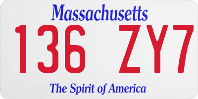 MA license plate 136ZY7