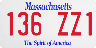 MA license plate 136ZZ1