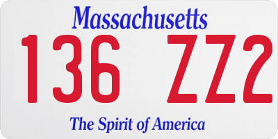 MA license plate 136ZZ2