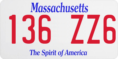MA license plate 136ZZ6
