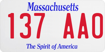 MA license plate 137AA0