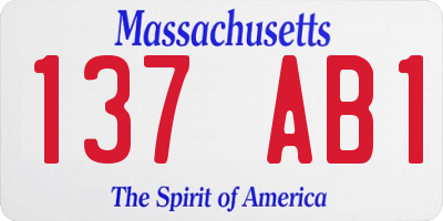 MA license plate 137AB1