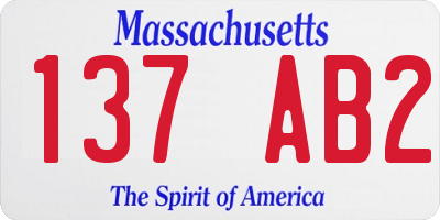MA license plate 137AB2