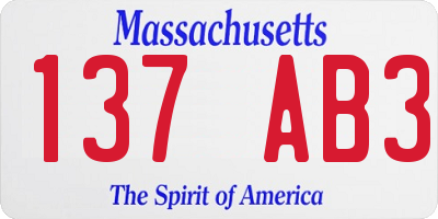 MA license plate 137AB3