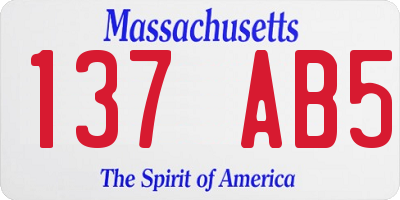 MA license plate 137AB5