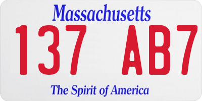 MA license plate 137AB7