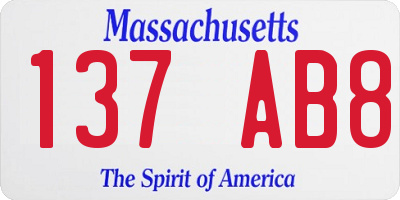 MA license plate 137AB8