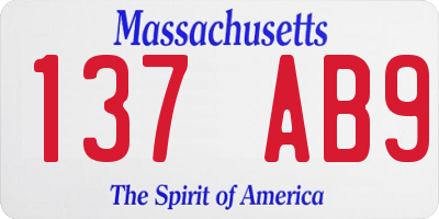 MA license plate 137AB9