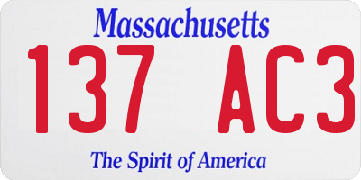 MA license plate 137AC3