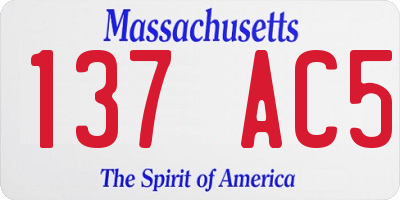 MA license plate 137AC5
