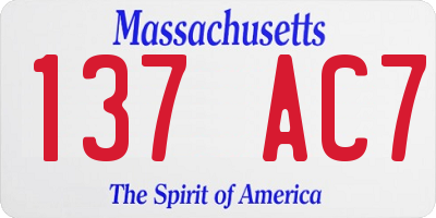 MA license plate 137AC7