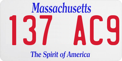 MA license plate 137AC9